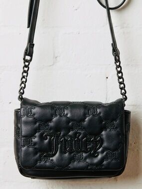 Juicy Couture Black Quilted Logo Crossbody Bag